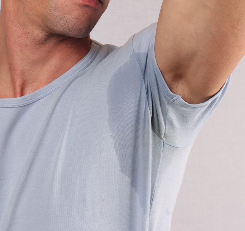 Photo of a man's sweaty armpit